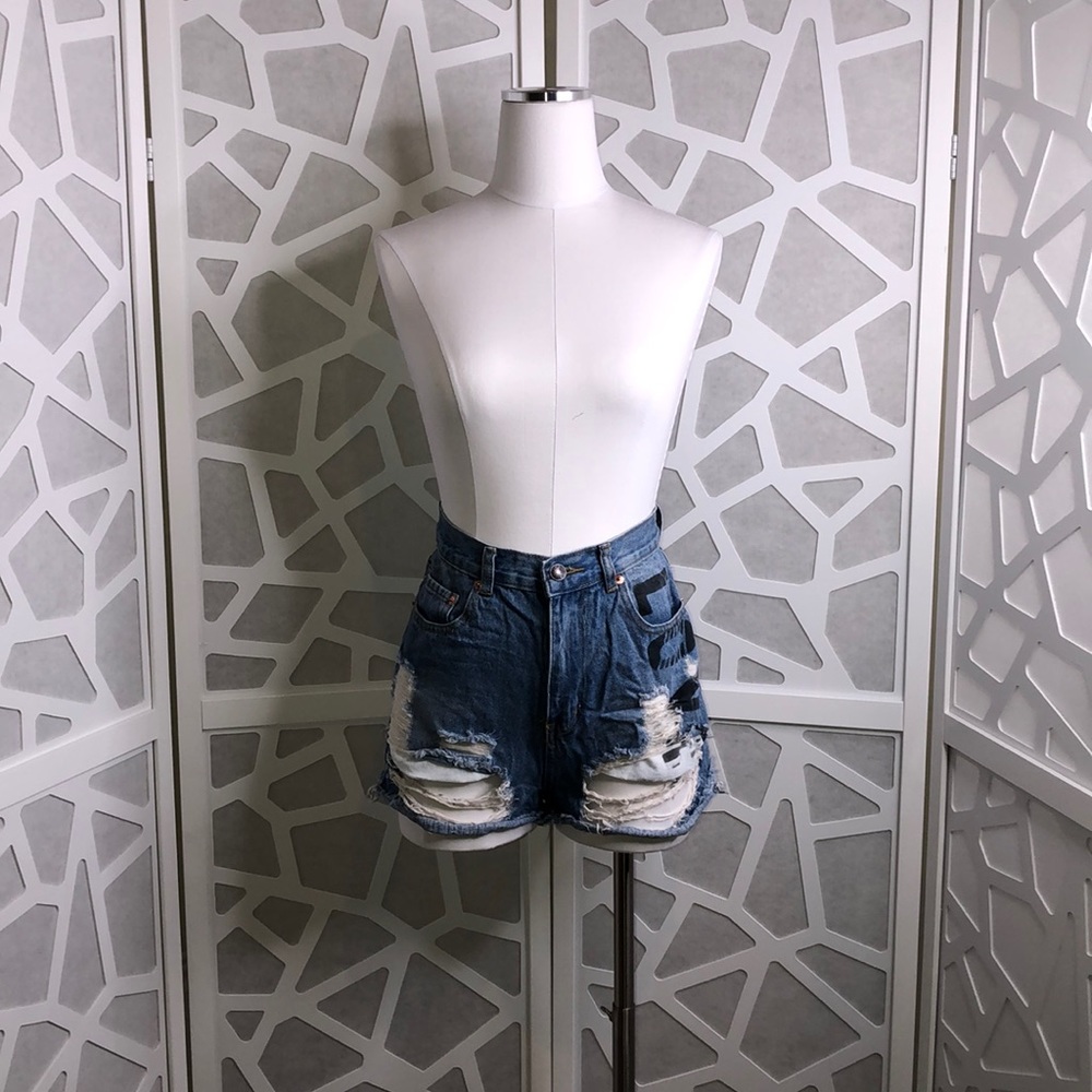 High waisted jean shorts